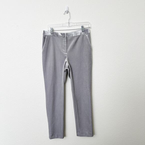 [Topshop] Gray Velvet Slim Straight Ankle Length Trouser Pants Mid Rise Size 6 - Picture 1 of 11